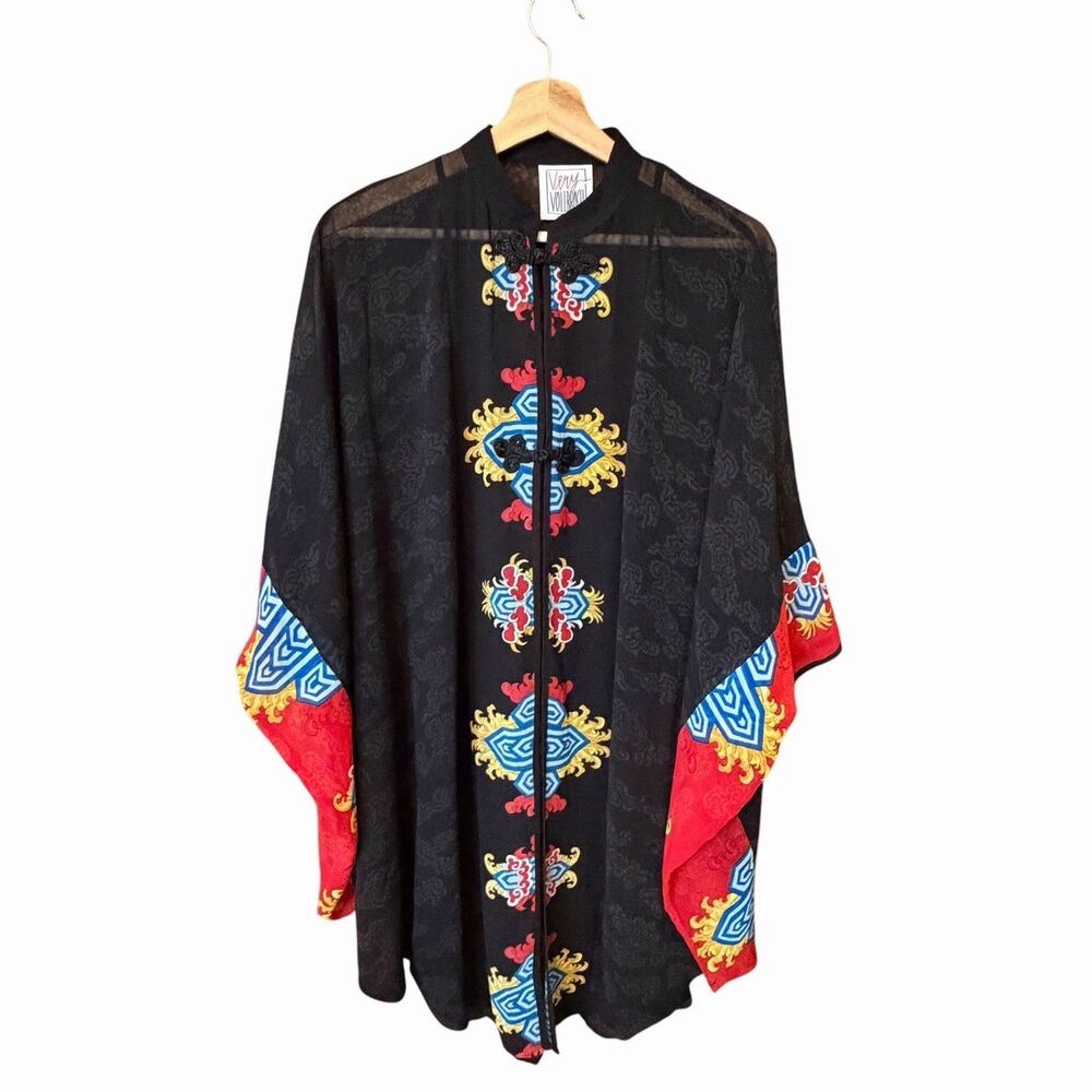 Very Volbracht Womens Boho Kimono Jacket Size OS Artsy Oversized Asian Inspired